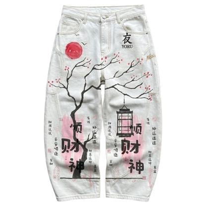 Cherry Yoru Wide-Leg Canvas Pants