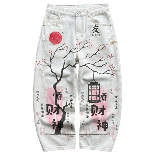 Cherry Yoru Wide-Leg Canvas Pants