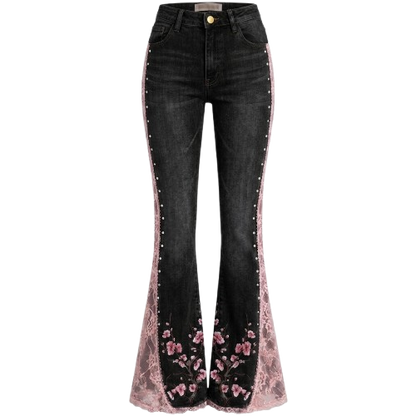 Cherry Flare Jeans — High Waisted